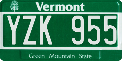 VT license plate YZK955