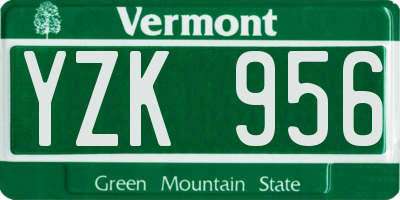 VT license plate YZK956