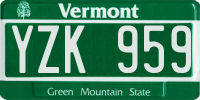 VT license plate YZK959