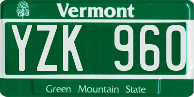 VT license plate YZK960