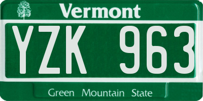 VT license plate YZK963