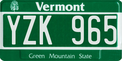 VT license plate YZK965