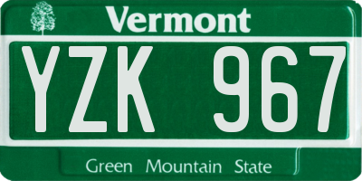 VT license plate YZK967