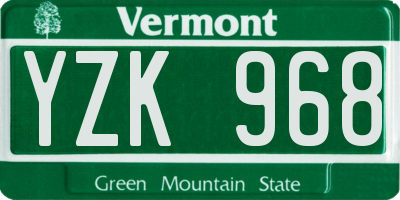 VT license plate YZK968