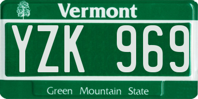 VT license plate YZK969