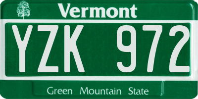 VT license plate YZK972