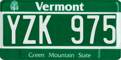 VT license plate YZK975