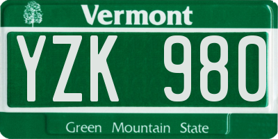 VT license plate YZK980