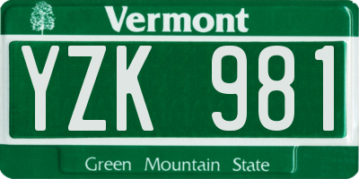 VT license plate YZK981