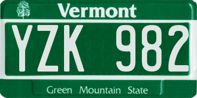 VT license plate YZK982