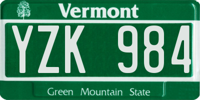 VT license plate YZK984