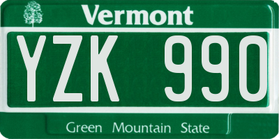 VT license plate YZK990