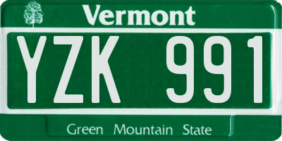 VT license plate YZK991