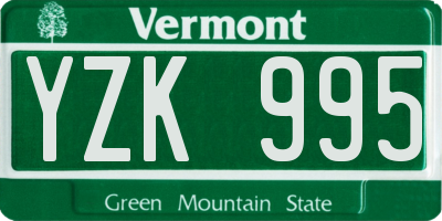 VT license plate YZK995