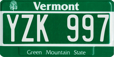 VT license plate YZK997