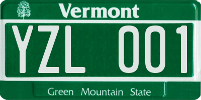VT license plate YZL001