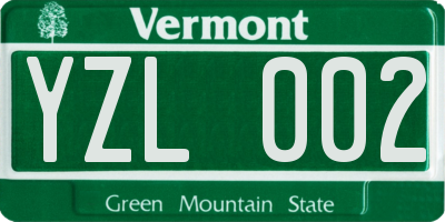 VT license plate YZL002