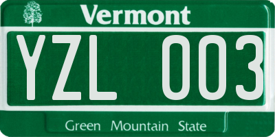 VT license plate YZL003