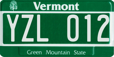 VT license plate YZL012
