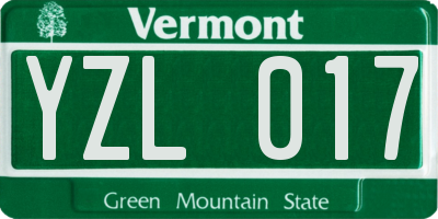 VT license plate YZL017