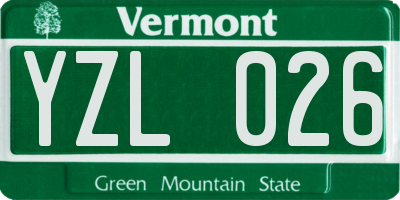 VT license plate YZL026