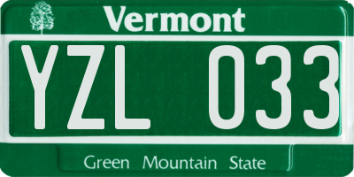 VT license plate YZL033