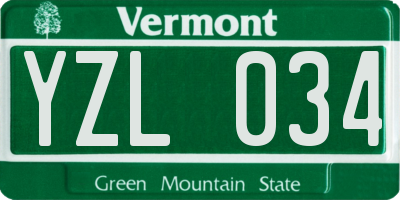 VT license plate YZL034