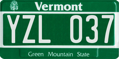 VT license plate YZL037