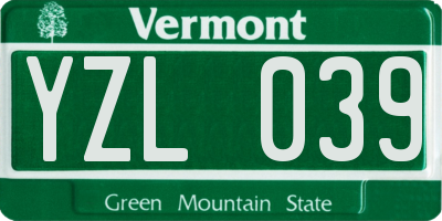 VT license plate YZL039