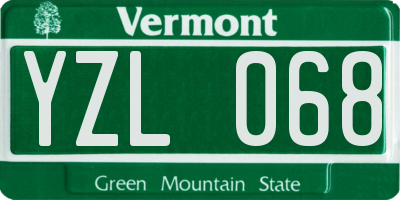 VT license plate YZL068