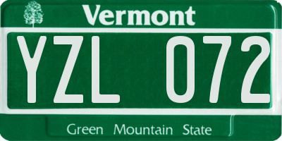 VT license plate YZL072