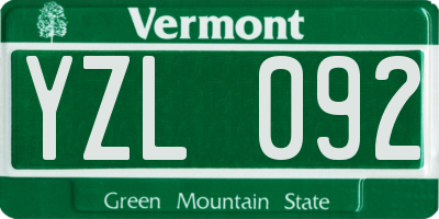 VT license plate YZL092