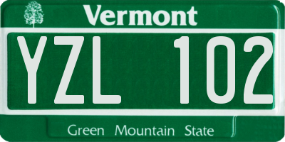 VT license plate YZL102