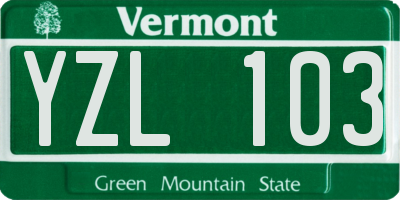 VT license plate YZL103