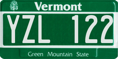 VT license plate YZL122
