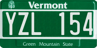 VT license plate YZL154