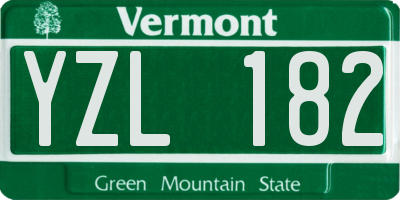 VT license plate YZL182