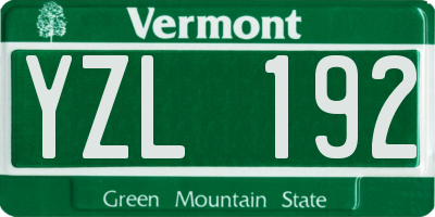 VT license plate YZL192