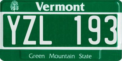 VT license plate YZL193