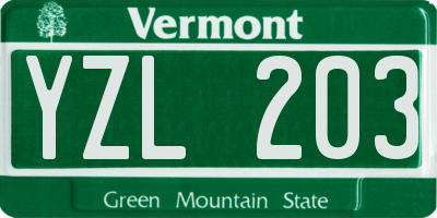 VT license plate YZL203