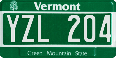VT license plate YZL204