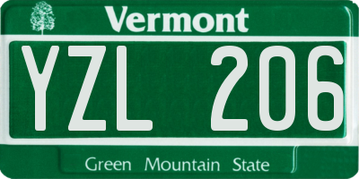 VT license plate YZL206