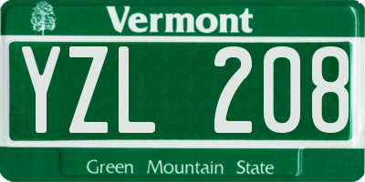 VT license plate YZL208