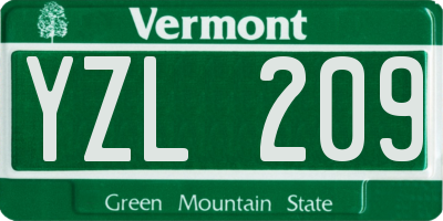 VT license plate YZL209