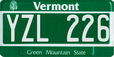 VT license plate YZL226