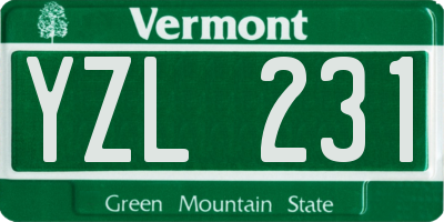 VT license plate YZL231