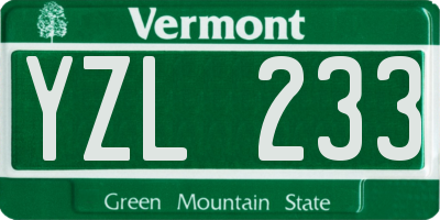 VT license plate YZL233