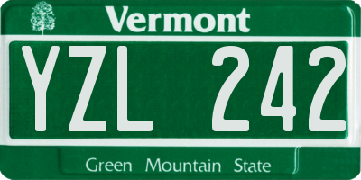 VT license plate YZL242