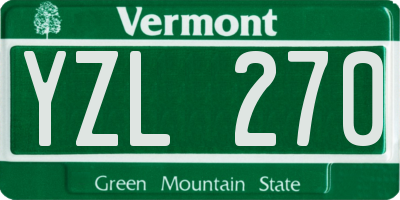VT license plate YZL270