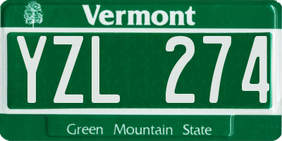 VT license plate YZL274
